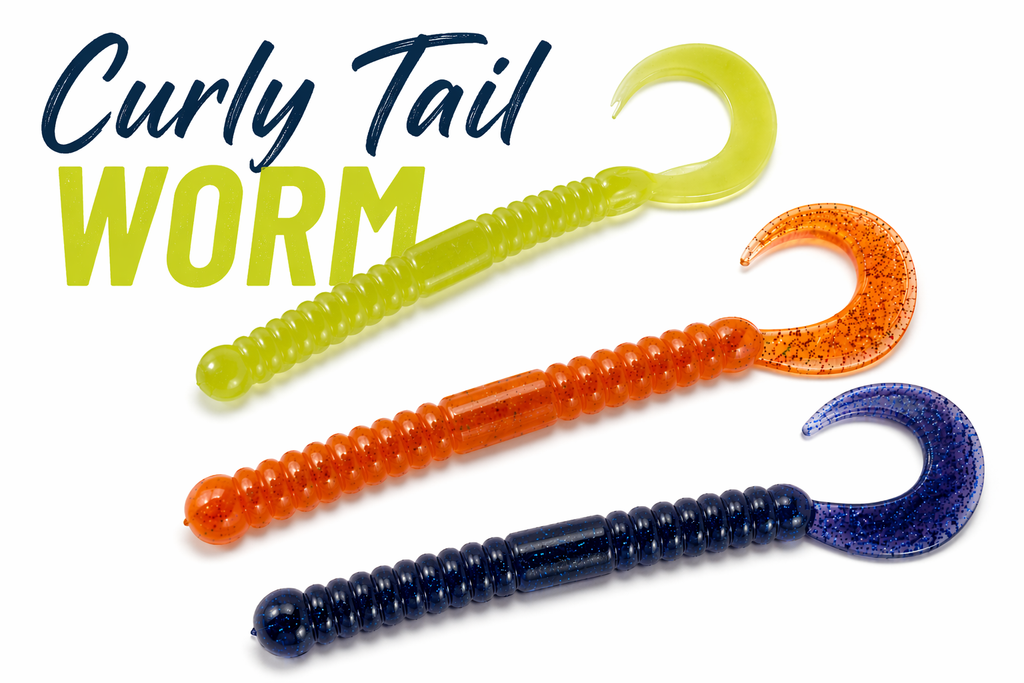 Wurble Curly Tail Worm for Bass Fishing - 8 Pack