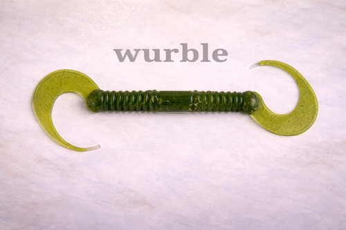 Original Wurble Worm Green Pumpkin soft plastic bass fishing worm
